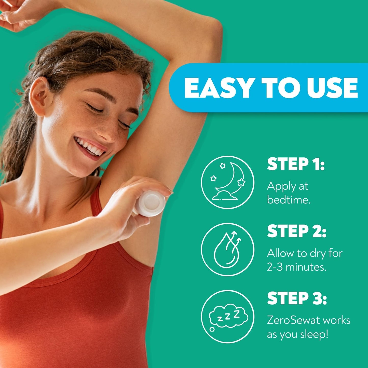 ZeroSweat Antiperspirant Deodorant | Clinical Strength Hyperhidrosis Treatment - Reduces Armpit Sweat 1.2 Fl.Oz (1 Pack)