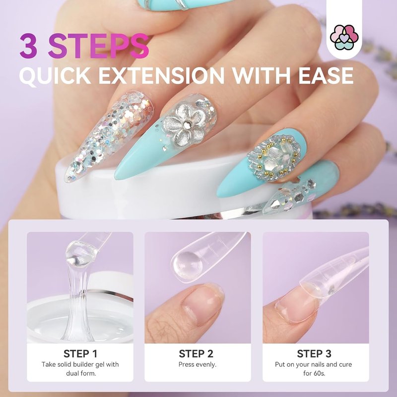 SAVILAND Solid Builder Nail Gel - 60g Non-Sticky Sculpting Gel for 3D Nail Art | DIY Home Salon