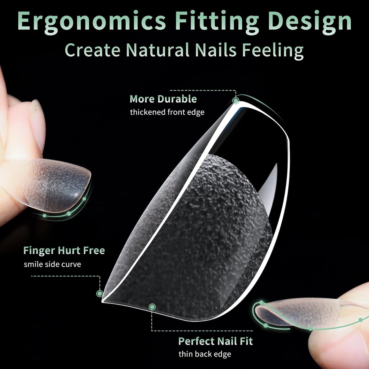 Skiennix Short Square Nail Tips - 216pcs Acrylic Fake Nails | Matte Clear Full Cover Press-On for DIY Manicure