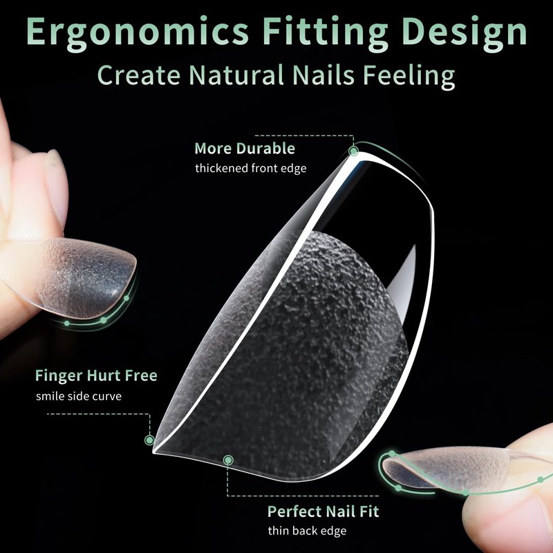 Medium Coffin Nail Tips, 216pcs Acrylic Ballerina Soft Fake Nails Gel Nail Tips, Full Cover Pre-Shaped Matte Clear Press on Nails for Extension, Diy at Home Manicure 12 Sizes