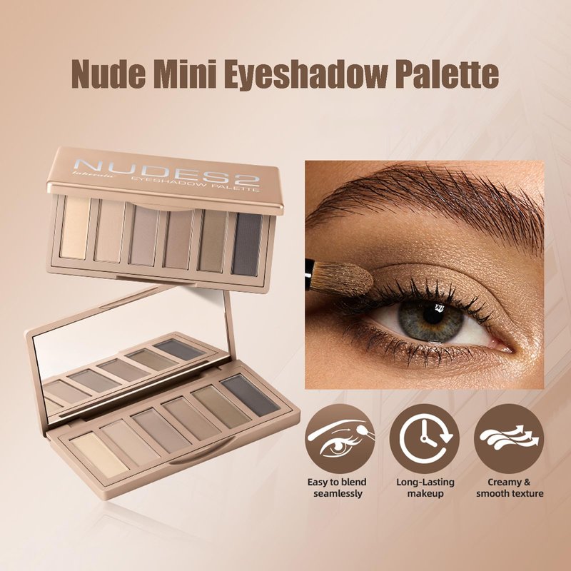 Bekoeen Neutral Nude Eyeshadow Palette with Mirror, 6 Colors Eye Shadow Palettes Velvety Matte Finish, Highly Pigmented, Long-Lasting, Eye Shadow for Daily Natural Makeup, Soft Glam & Mature Eyes