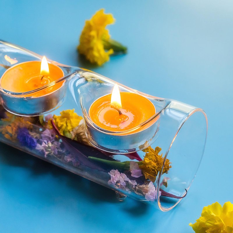 GIYDNEI 1-5 Holes Clear Candle Holders, Crystal Glass Tealight Candlestick Holders for Aromatherapy Wedding Party Home Decor Table Centerpieces,Clear,4 Holes