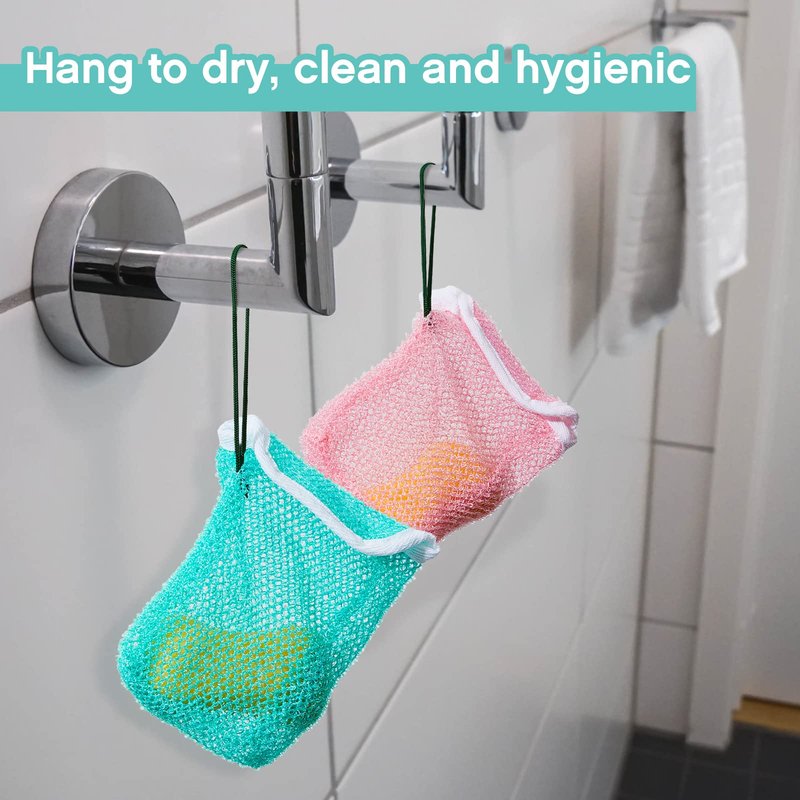8 Pcs Soap Saver Pouch Body Scrubber Exfoliator and Holder Loofah Savers for Bar Wash Soap Bag with Rope Exfoliating Sponge for Bath Shower Travel Face Hand Women, 8 Colors