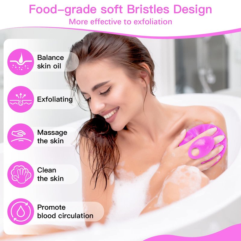 INNERNEED Food-Grade Soft Silicone Body Cleansing Brush Shower Scrubber, Gentle Exfoliating and Massage for All Kinds of Skin (Purple)