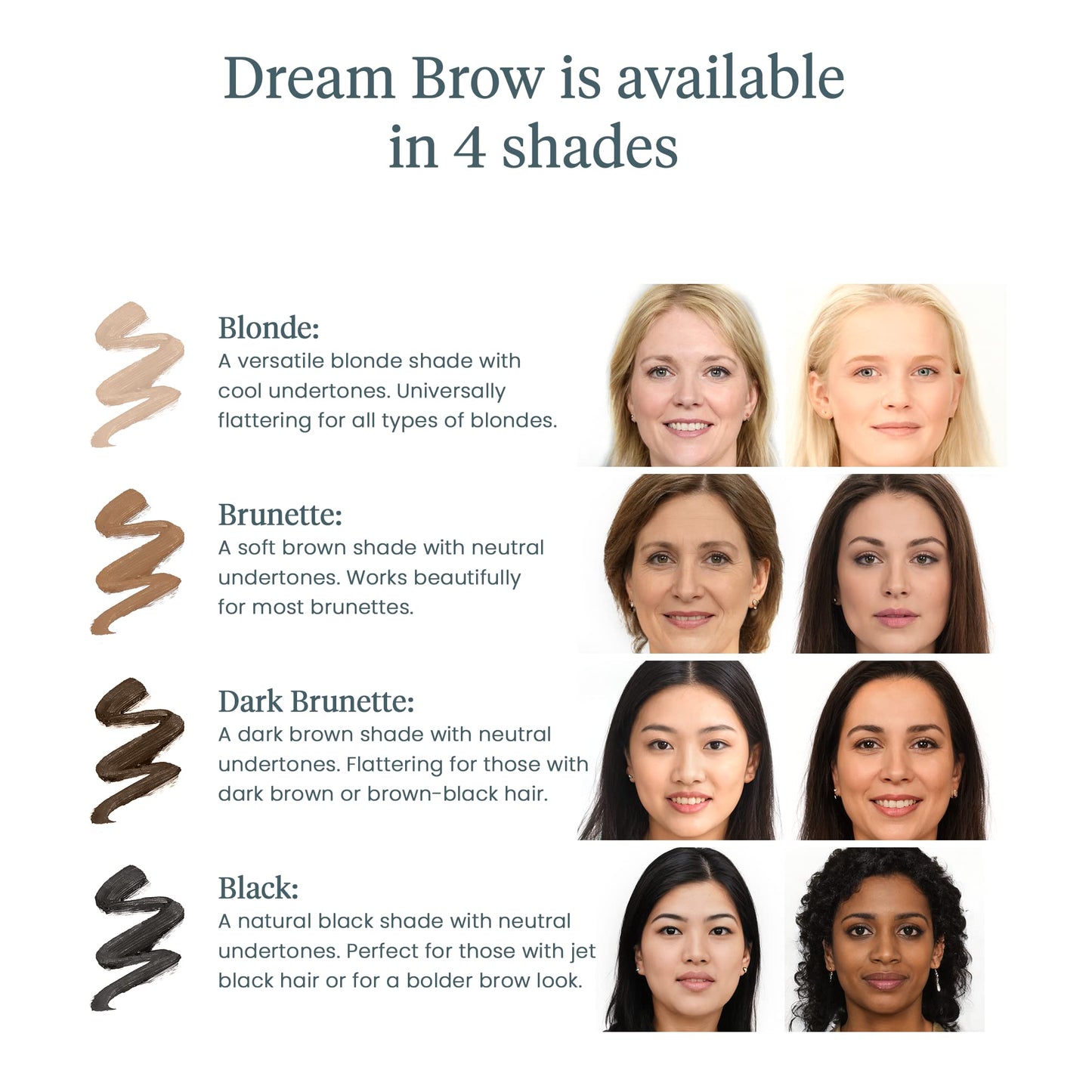Wonderskin Dream Brow Eye Brow Gel, Long Lasting Eyebrow Gel, Water-resistant, Transfer Proof Tinted Filler Eyebrow Mascara (Dark Brunette)