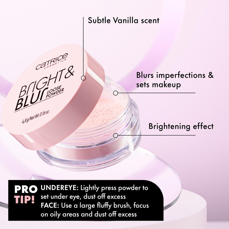 Catrice Bright & Blur Loose Powder | Lightweight, Instant Blur, Soft Matte Finish | Vegan & Cruelty Free (010 | Soft Pink)