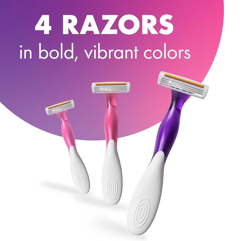 BIC Soleil 3 Disposable Women's Razors - 3-Blade with Moisture Strip & Lavender Scent | 4-Pack