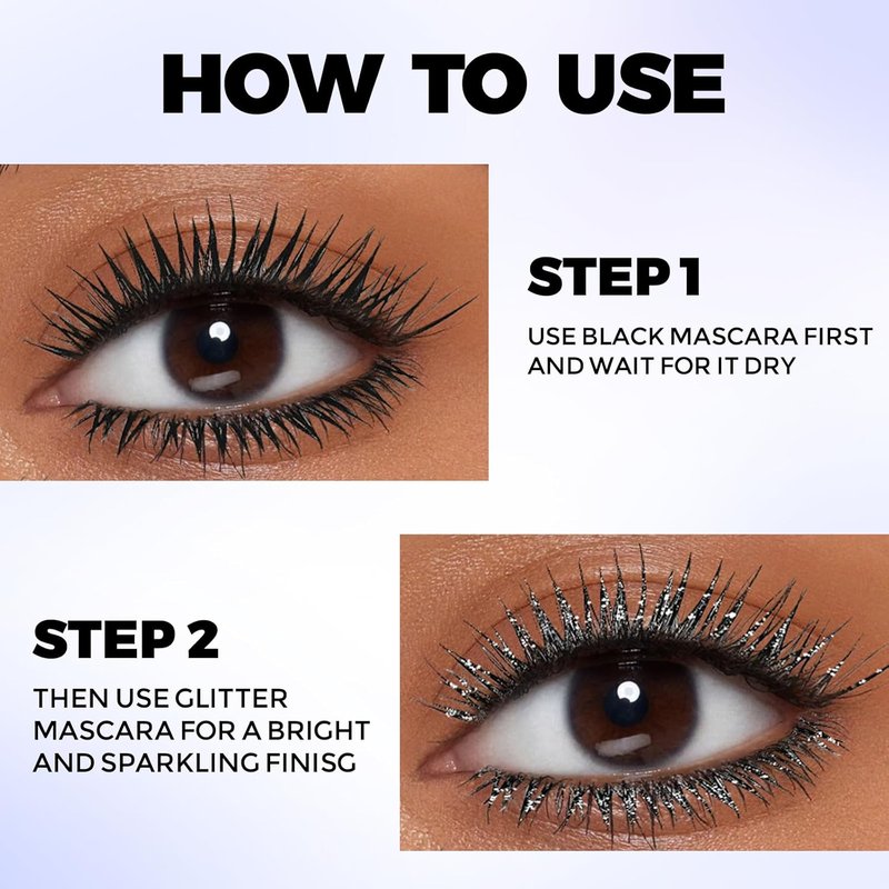 FOCALLURE Glitter Mascara Topper - Long Lasting Silver Shimmer Gel | Quick Dry, Classic Finish
