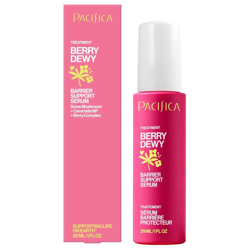 Pacifica Berry Dewy Barrier Serum | Ceramide & Niacinamide Face Serum with Snow Mushroom | Lightweight Gel Texture