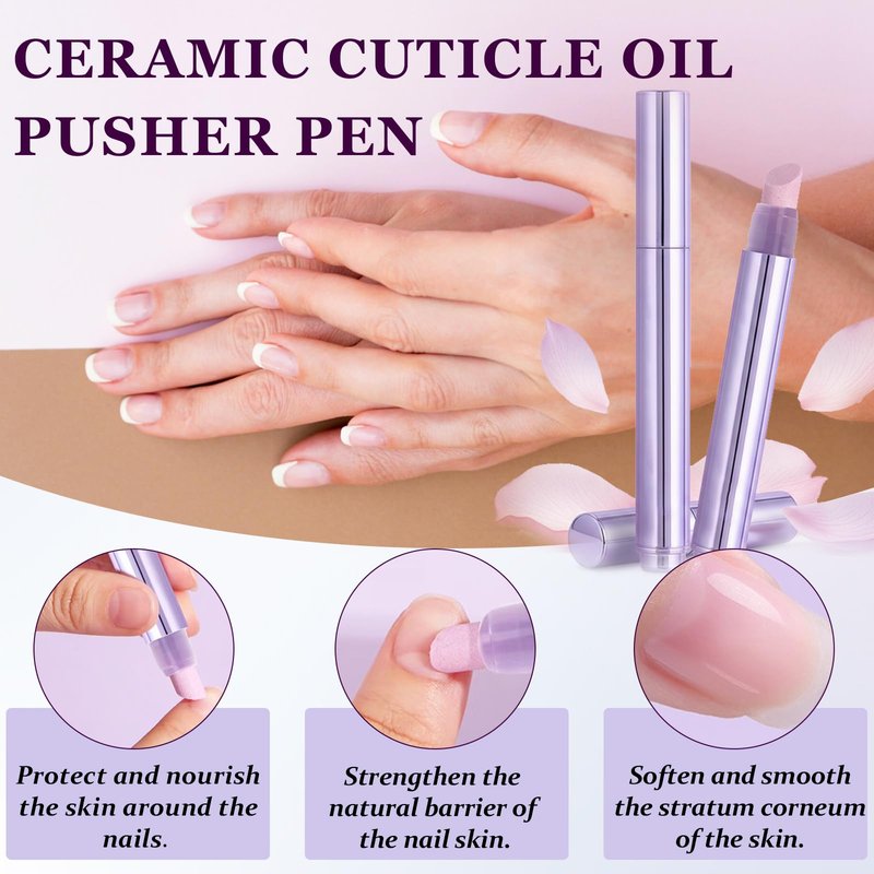 3-in-1 Cuticle Oil Pen Sassy Tip Cuticle Pusher Pen, Nail Buffer Pen with Ceramic Tip, Nail Pusher Cuticle for Hangnails & Dry Nails,Nourishing Damaged Nails Care & Treatment