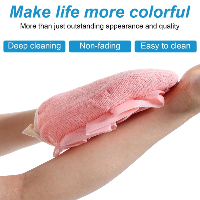 Oqqlin 18 Pcs Travel Bath Loofah, Terry Cloth Exfoliating Shower Loofah Portable Body Sponge Brushes with Elastic Strap for Women and Men (Gray, Blue, Pink)