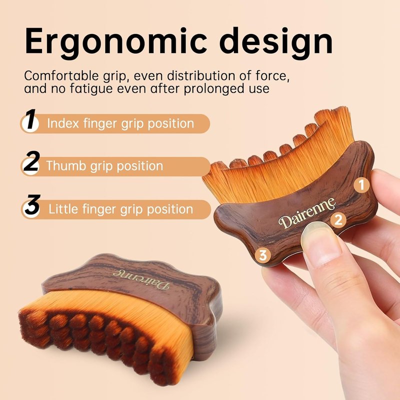 Lymphatic Contour Face Brush - Sculpting & Anti-Puffiness Tool | Ultra Soft Dry Brush for Jawline Massage - Ergonomic Design (Brown)