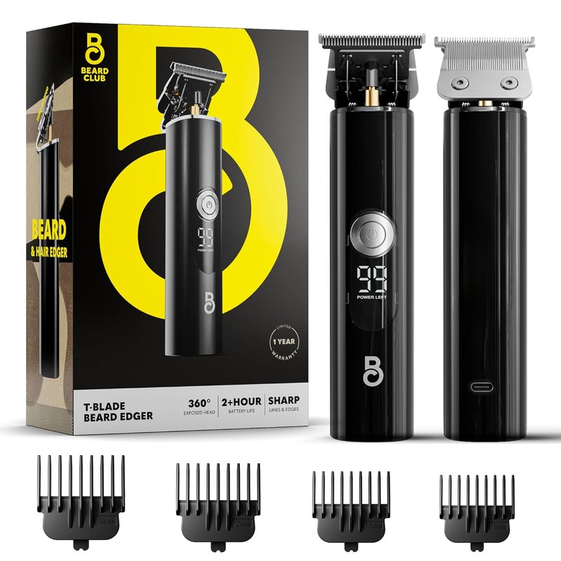 Beard Trimmer for Men - Professional T-Blade Electric Shaver & Hair Clippers | Cordless Zero Gapped Edger Grooming Kit