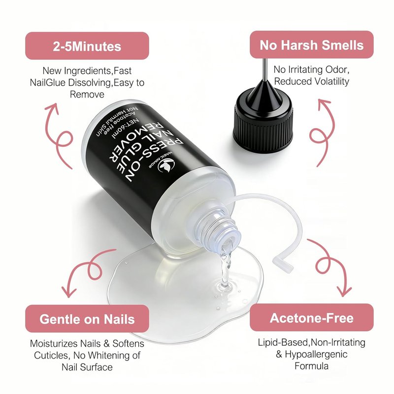 Magic Armor Nail Glue Remover - Acetone-Free 60ml Solid Gel Formula for Press-On Nails