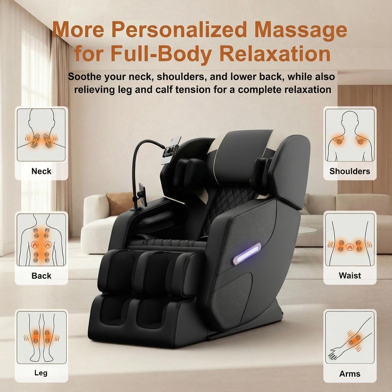 Massage Chair Full Body 2026 Upgraded Zero Gravity Recliner with Heat,8 Fix Points,Bluetooth, Airbag,Touch Screen,Footrest,L-Track Shiatsu Massage Chair Full Body for Parents Seniors