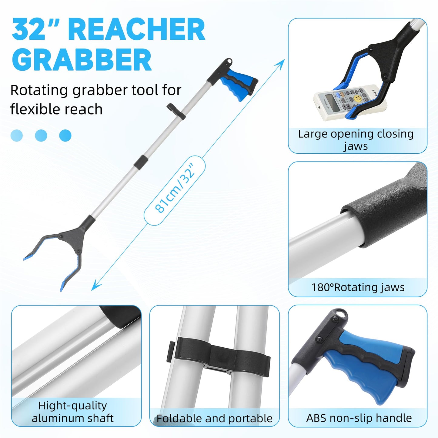 Fanwer 6-Piece Hip Kit for Seniors Total Hip Replacement - Leg Lifter, Sock Aid, Reach Grabber Tool, Dressing Stick, Back Brush and Lotion Applicator, Pants Helper, Hip Replacement Kit After Surgery