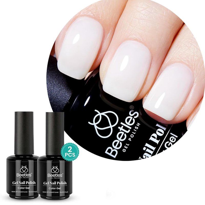 Beetles Milky White Jelly Gel Nail Polish Set - 15ml Translucent Soak Off UV/LED Gel for Nail Art