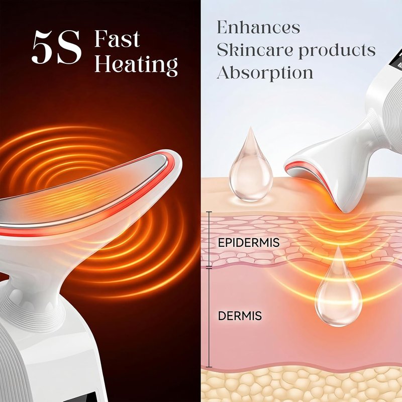 Skiennix Face Massager - 9-Color LED Facial Device for Neck Wrinkles & Skin Tightening - White