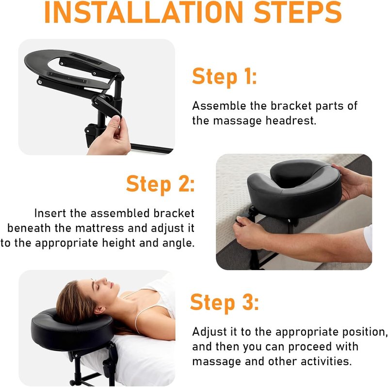 Skiennix Massage Headrest - Adjustable Face Cradle for Bed | Portable Black Pillow for Eye Surgery