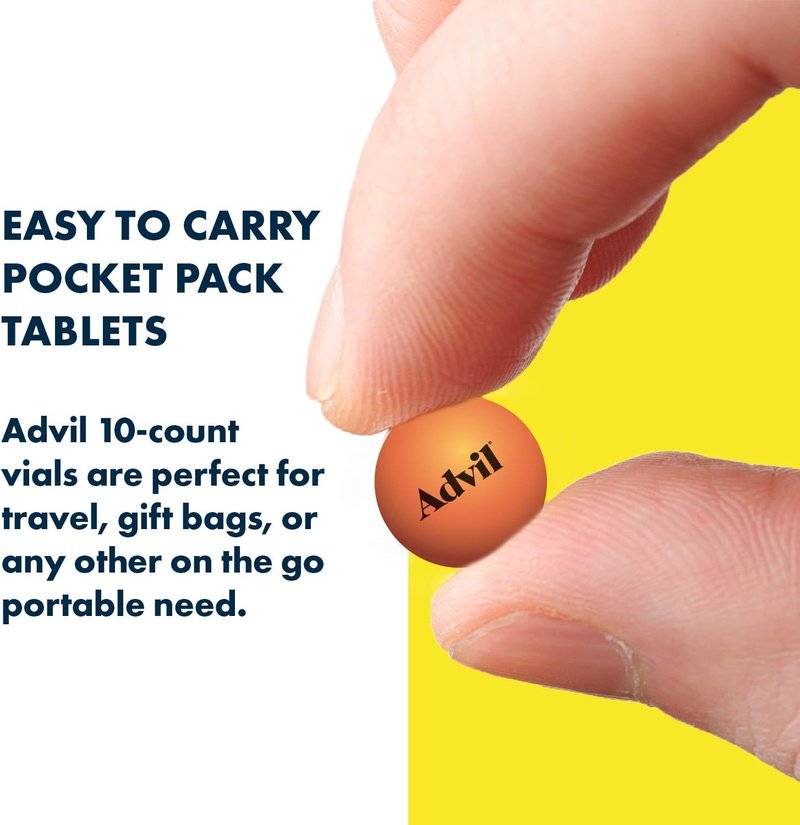 Advil 200 mg Tablets - Convenient Pocket Pack of 10 | Value Pack of 6 for Pain Relief