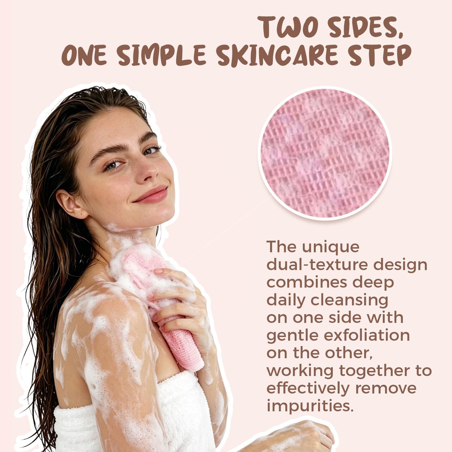 sniqafo 2 Pack Exfoliating Shower Towel, Exfoliating Body Scrubber Bath Towel for Shower, Premium Microfiber Scrub Towel,Deep Cleansing, Remove Dirt, Oil & Dead Skin, Quick-Drying Durable & Gentle