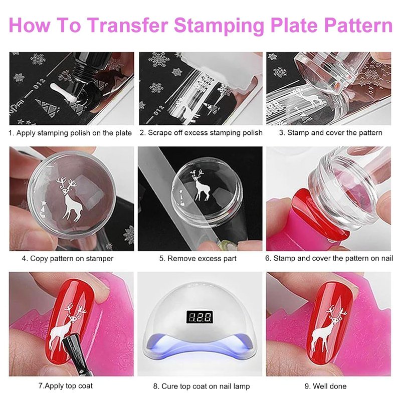 French Tip Nail Stamp Kit - 6 Pcs Replaceable Silicone Jelly Heads for Easy DIY Nail Art | French Manicure Templates