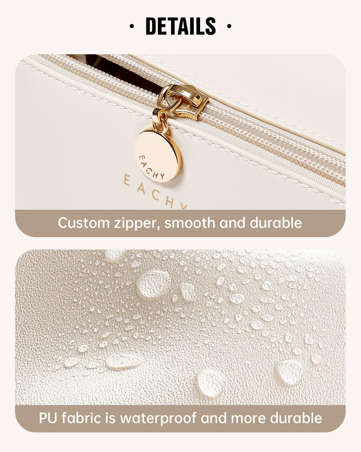Travel Makeup Bag - Large Capacity Waterproof PU Leather Cosmetic Organizer | Portable Toiletry Bag for Skincare & Brushes