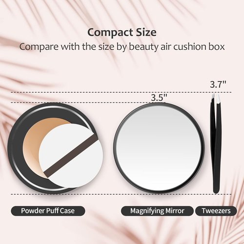 MIYADIVA 40X Magnifying Mirror, 3.5 Inch Round Compact Mirror with Suction Cup, Stainless Steel Tweezers, Perfect for Makeup, Eyebrows, Beards, Travel