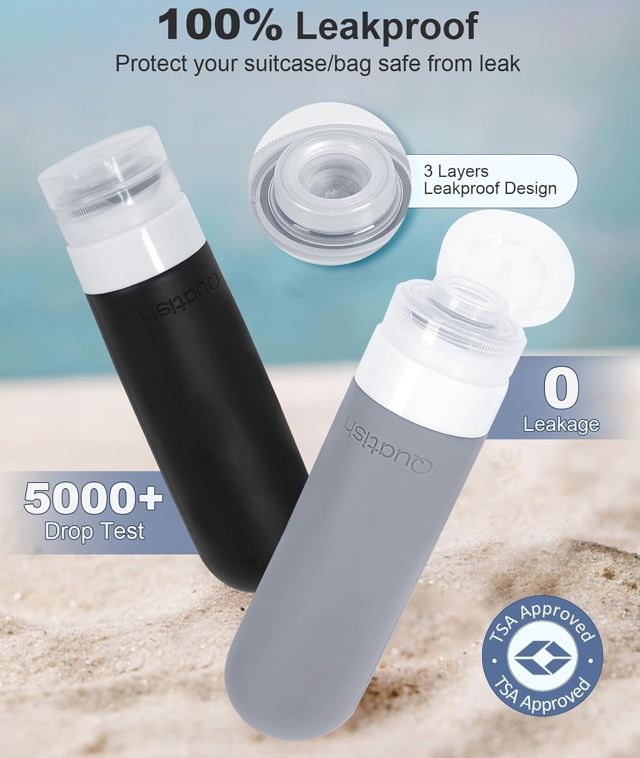 Skiennix Travel Bottles - TSA Approved Leak Proof Silicone Toiletry Containers | 20 Pack, Black