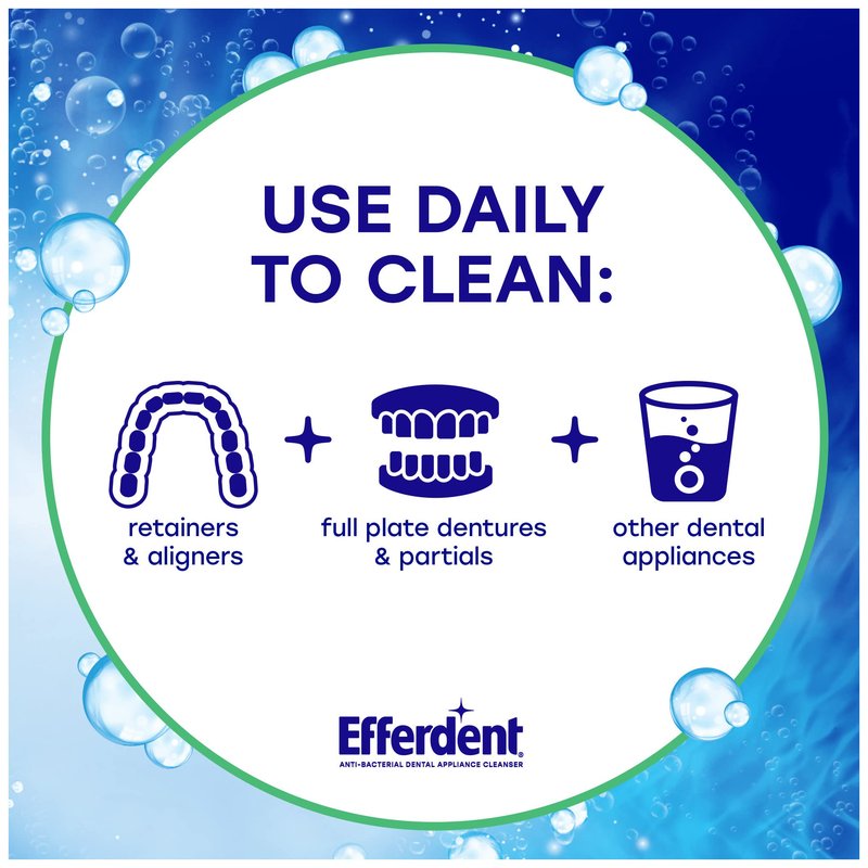 Efferdent Denture Cleaner Tablets – Dental Appliances, Aligners, Mouth Guard, and Retainer Cleaner Tablets, Minty Fresh & Clean, 126 Count