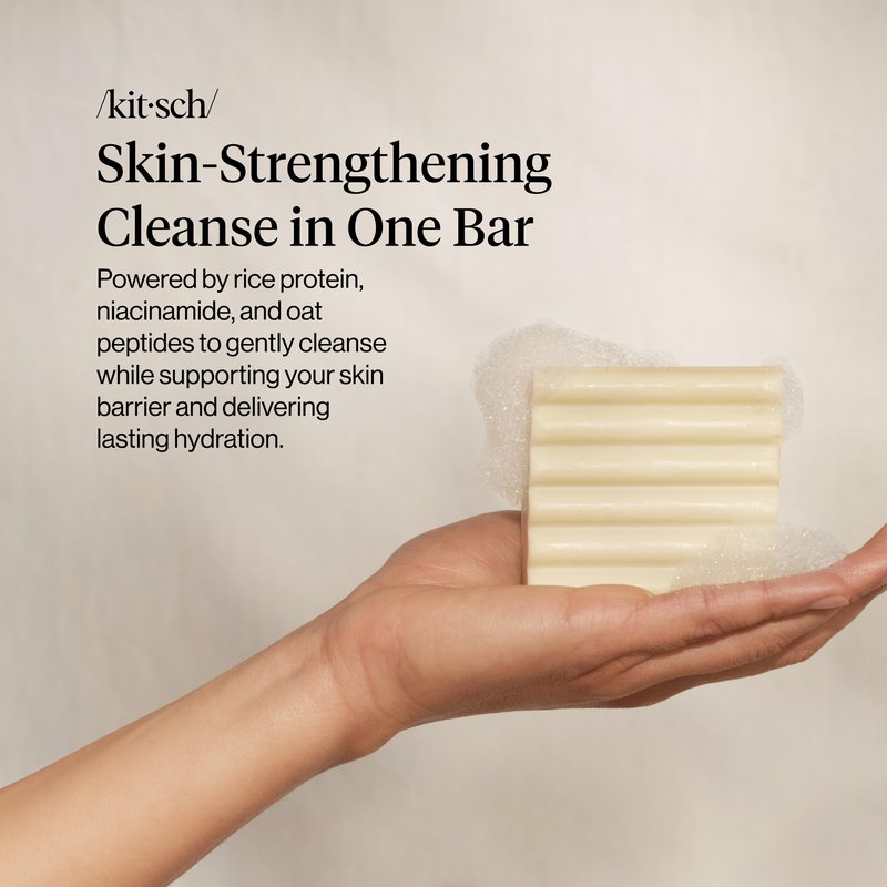 Rice Water Protein Restoring Face & Body Wash Bar Soap – Hydrating Face Wash & Body Wash, Skin Care Cleanser with Niacinamide & Oat Peptides, Gentle Moisturizing for Dry & Sensitive Skin - 4 oz