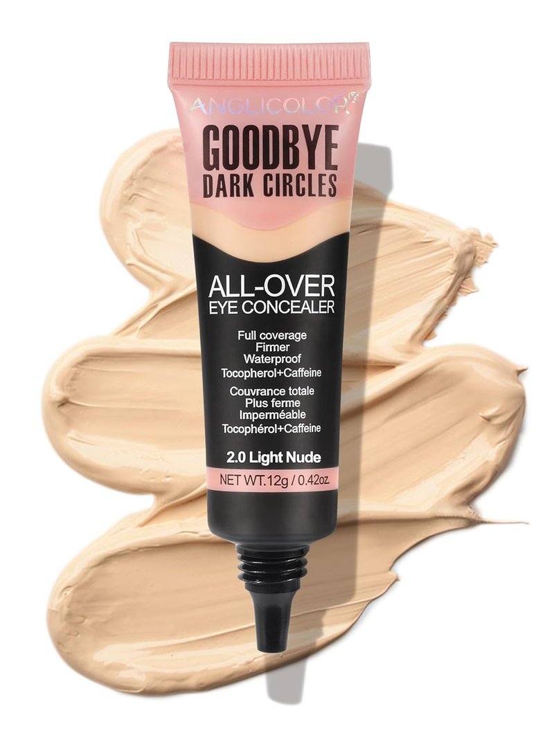 Liquid Concealer - Full Coverage Under Eye Makeup for Dark Circles & Fine Lines | Waterproof, Long-Lasting, 0.42 Fl Oz (Light Nude)