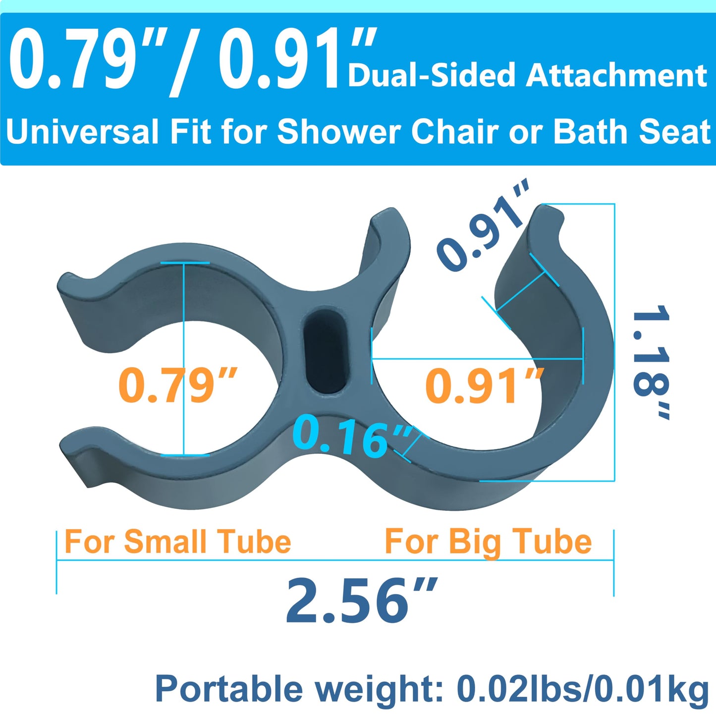 Aliseniors Shower Head Holder Attachment for Bath Seat, Transfer Bench, Bath Stool, Shower Commode, Universal Fit, Blue