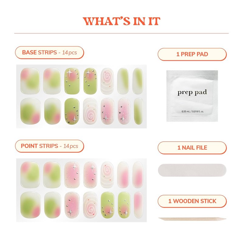 Heyhae Semi Cured Gel Nail Strips - Easy Apply & Remove, Salon Quality | Fall Glam Pink | 28 Strips, Prep Pads & Nail File Included