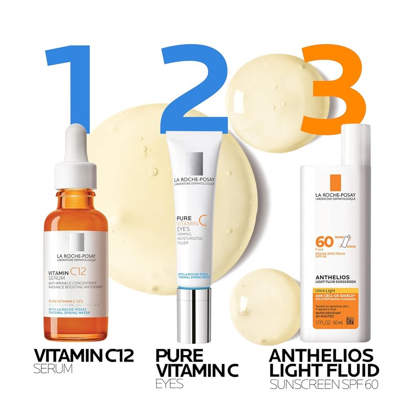 La Roche-Posay Pure 12% Vitamin C Serum - Hydrating Face Serum with Hyaluronic & Salicylic Acid | Boost Radiance, Reduce Wrinkles, 1 oz