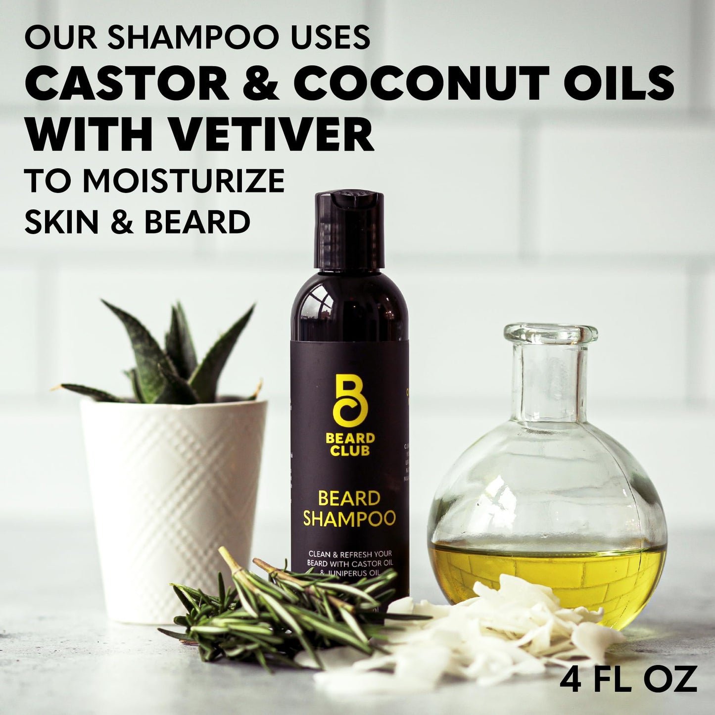 The Beard Club Original Premium Beard Shampoo - Natural & Nourishing Formula for Soft, Clean & Healthy Facial Hair - Gentle on Skin - Sulfate & Paraben Free - 4 fl oz