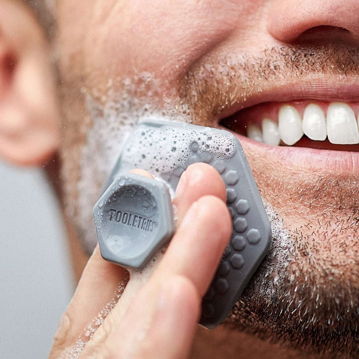 Tooletries - Men's Face Scrubber - Silicone Facial Cleansing Brush, Gentle Exfoliator Pad & Soft-Touch Massager - Removes Dead & Dry Skin - Long Lasting Bathroom & Shower Accessories - Grey