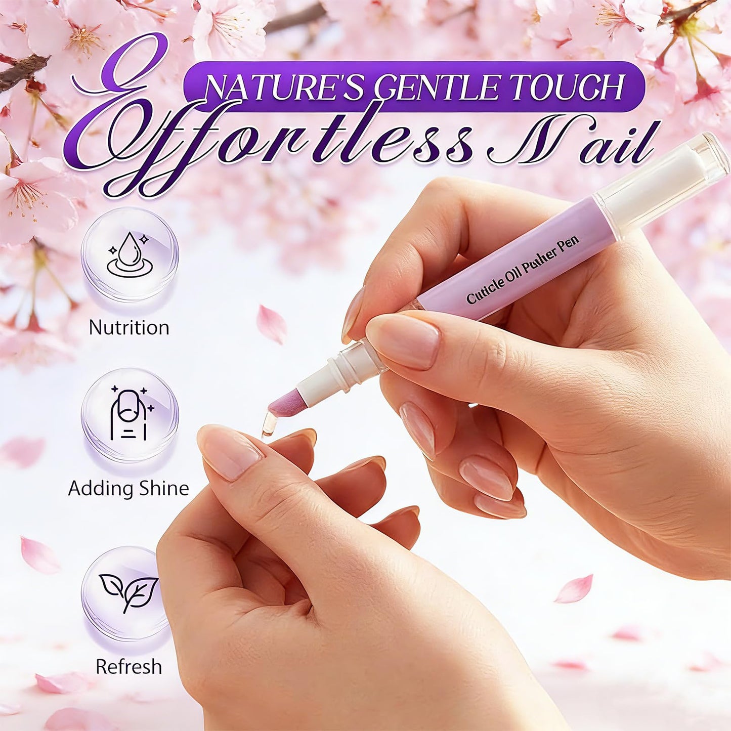 Yiueoiar Cuticle Oil Pusher Pen (2 Pack) - Ceramic Cuticle Oil for Dry Nails & Cuticles, No Leak Travel Size Cuticle Pusher Pen, Moisturizing Nail Care Treatment for DIY Manicure & Salon Use