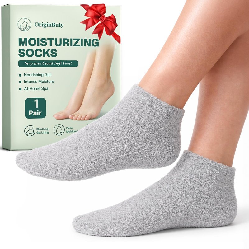 Moisturizing Socks for Dry Cracked Feet, Silicone Socks for Foot Spa(Size 9-11), Gel Socks for Foot Care Overnight, Aloe Socks Heel Protector for Cracked Heel Treatment, Self Care Gifts for Women