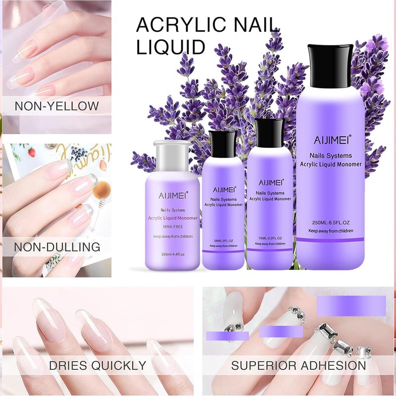 Acrylic Monomer Acrylic Liquid 58ml 2OZ Acrylic Liquid Monomer For Acrylic Powder Acrylic Nail Liquid Monomer For Acrylic Nails Acrylic For Nails Powders & Liquids Acrylic Nail Powder And Liquid