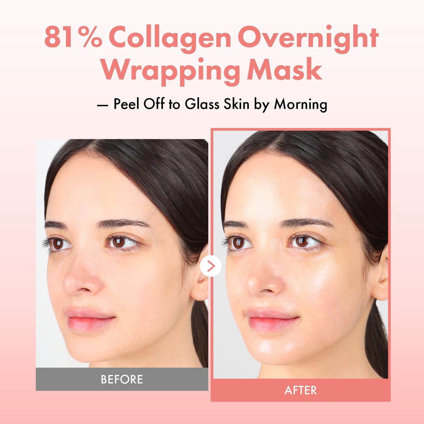 TOSOWOONG Collagen Overnight Wrapping Mask, 81% Collagen Peel Off Facial Mask for Firming Glass Glow Skin, 8 Hyaluronic Acids, Anti-Aging, Elasticity & Hydration, Korean Skincare, 75 ml / 2.53 fl. oz.