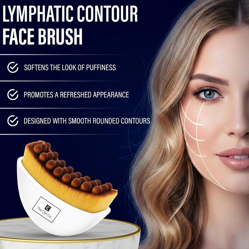 Lymphatic Contour Face Brush - Ultra Soft Bristles for Lymphatic Drainage | Ergonomic Design for Radiant Skin