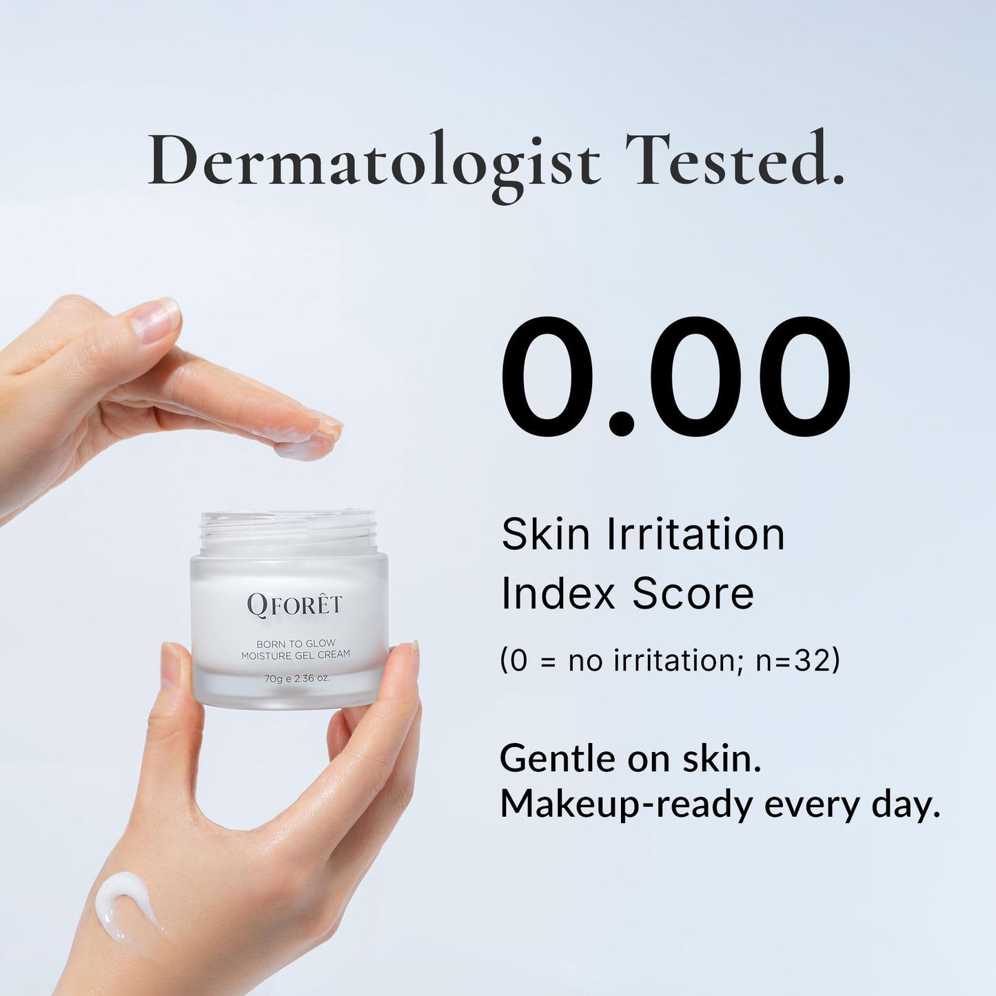 QFORET Hydrating Gel Cream, Fragrance-Free Face Moisturizer for Dehydrated Skin, Phyto Mucin + Hyaluronic Acid + Ceramide, 2.36 fl oz
