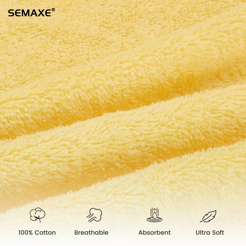 SEMAXE Yellow Hand Towels for Bathroom, 4-Pack Cotton Hand Towels with Hanging Loop, Soft & Absorbent, Quick Dry, Bright Bathroom Use, Easy Care