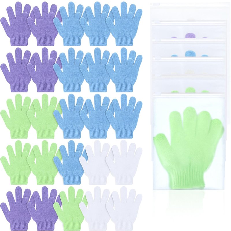 LemonRoad 48 Pcs Exfoliating Bath Gloves for Shower Individually Wrapped Colorful Bath Sponges Body Scrub Gloves with Case Bulk Body Scrubber for Dead Skin Remover Loofah Washcloth Mitt Men Women