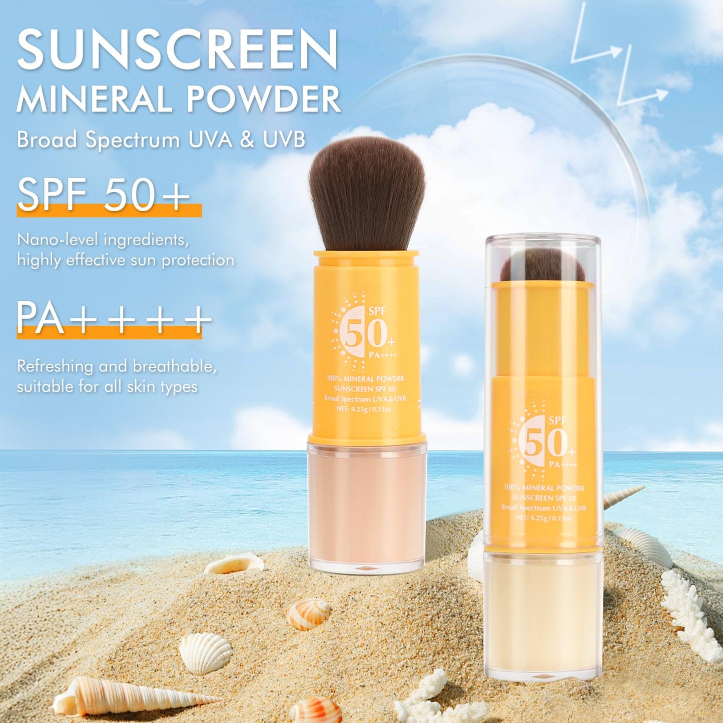 SPF 50 Brush Mineral Powder Sunscreen Setting