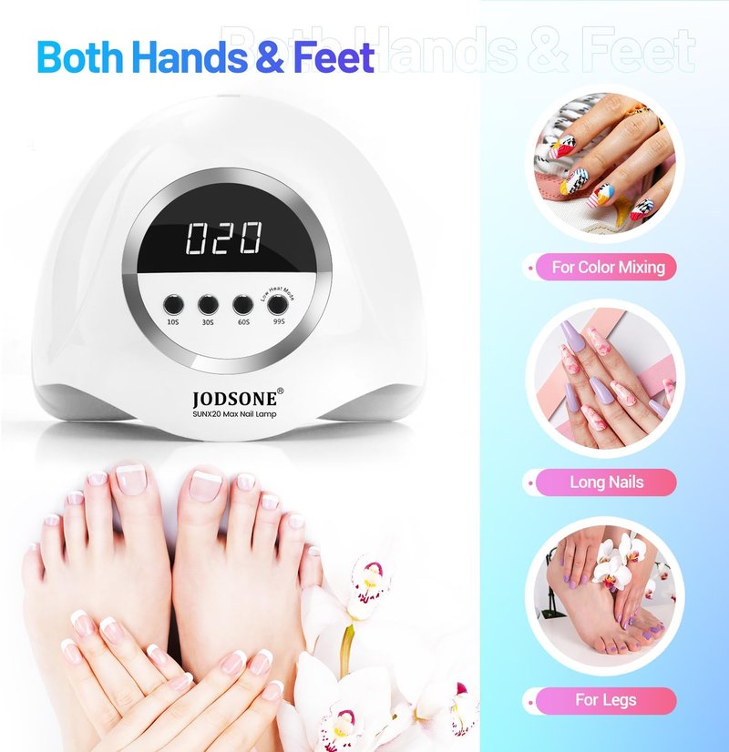 JODSONE UV LED Nail Lamp - 320W Gel Nail Dryer with 72 Light Beads & Automatic Sensor | 4 Timers