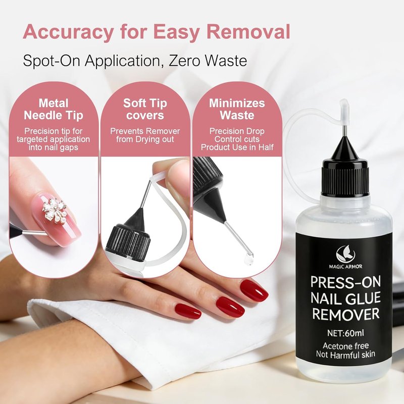 Magic Armor Nail Glue Remover - Acetone-Free 60ml Solid Gel Formula for Press-On Nails