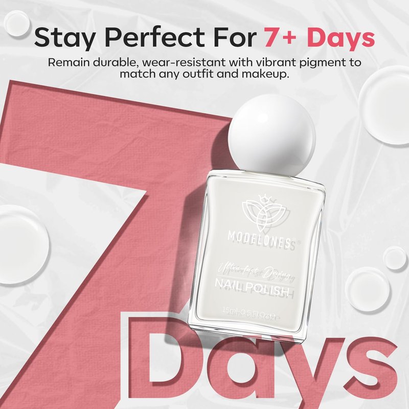 Milky White Nail Polish - Quick Dry Jelly Sheer Lacquer for DIY Manicure | 15 ml (0.5 Fl Oz)