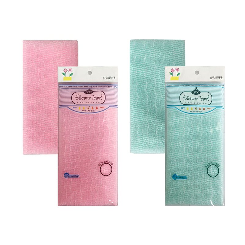 Premium Exfoliating Washcloth Towel 2 Color-Mint Pink Korean Loofah Bath Sponge Long Back Scrubber African Bath Sponge African Long Net for Shower/It Becomes Softer as You use.By NOPIGO
